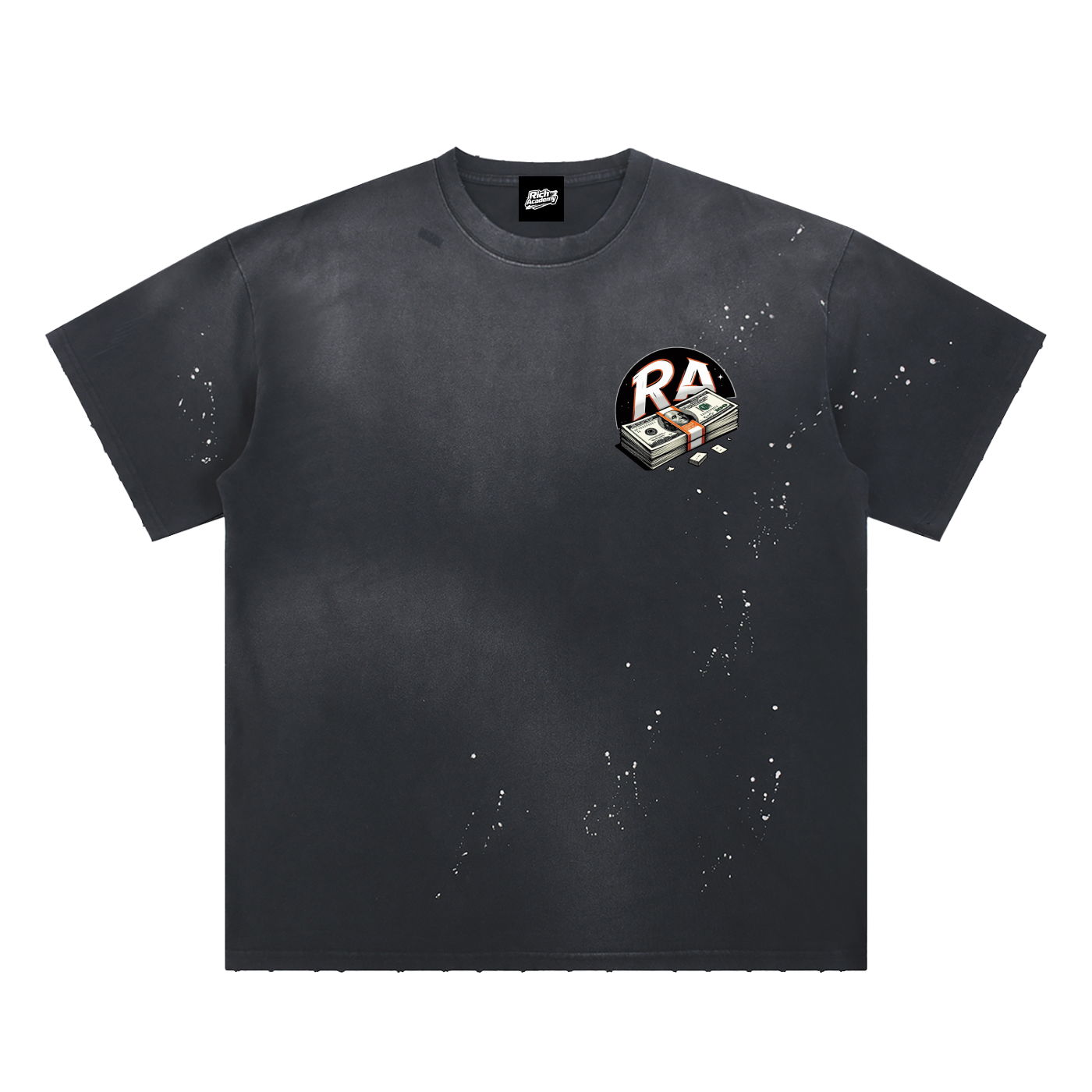 Rich Academy Frayed Sunfade Paint Splatter T-Shirt