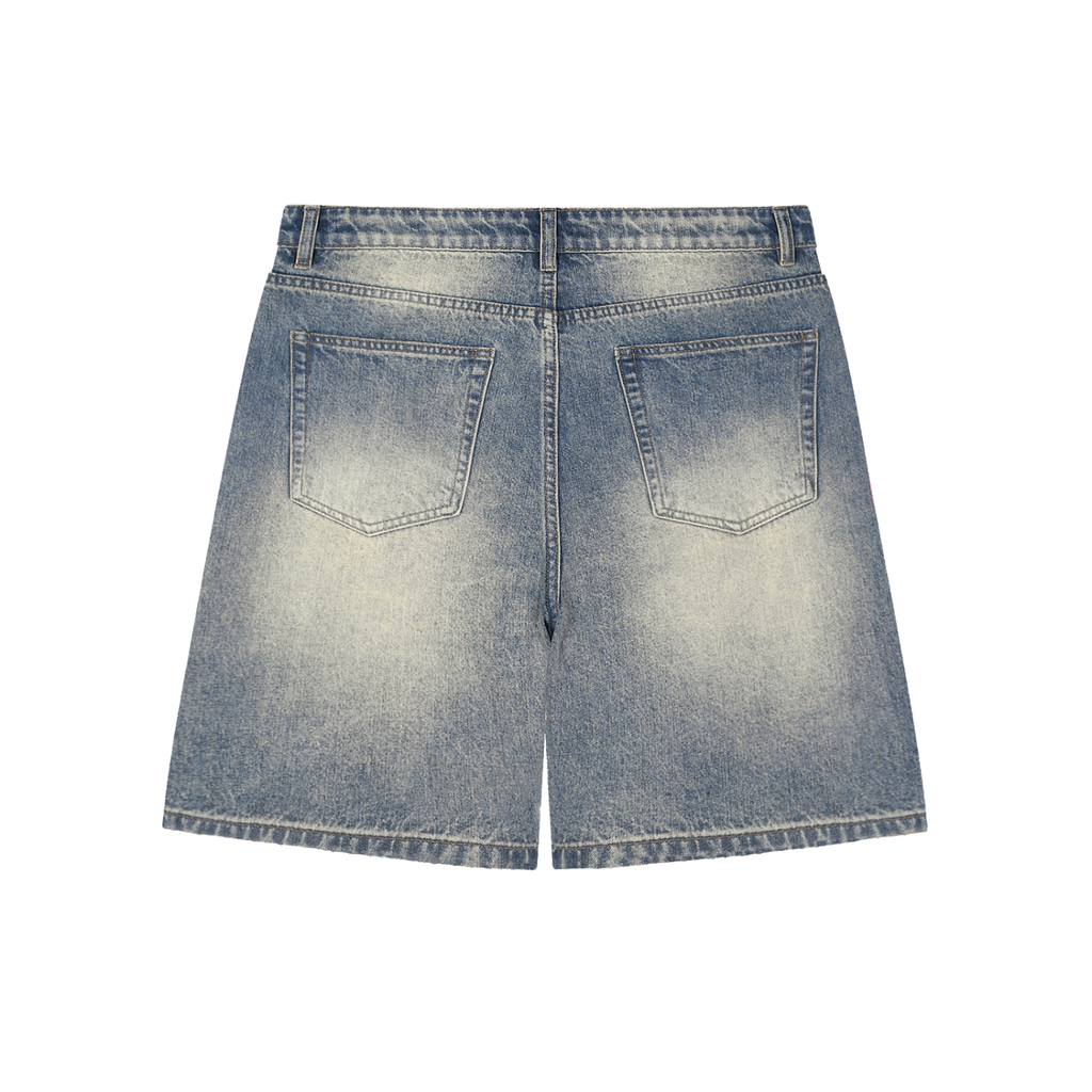 Rich Academy Faded Distressed Baggy Denim Shorts