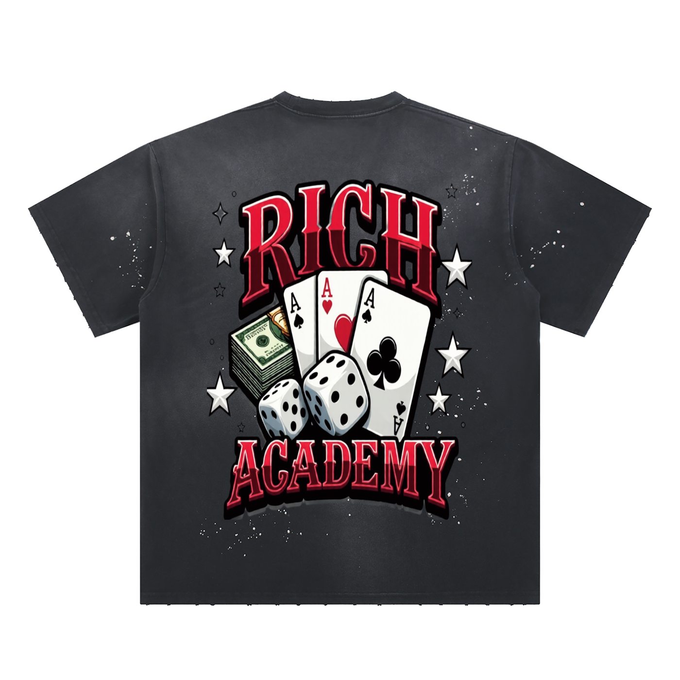 Rich Academy Frayed Sunfade Paint Splatter T-Shirt