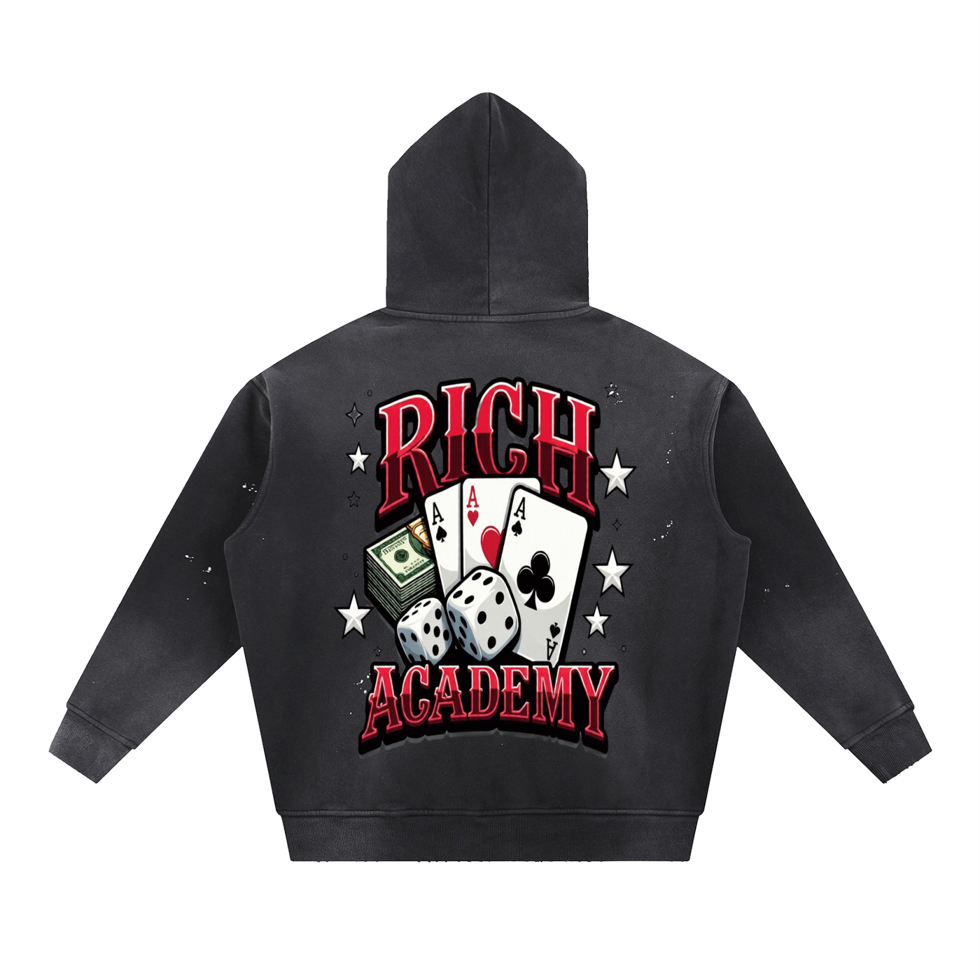 Rich Academy Vintage Washed Frayed Fleece Hoodie