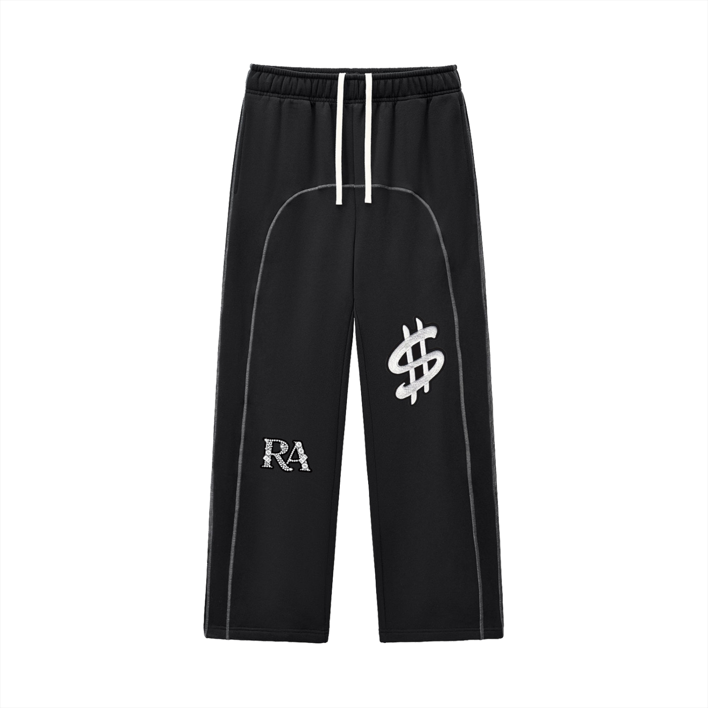 RA Contrast-Stitched Fleece Sweatpants