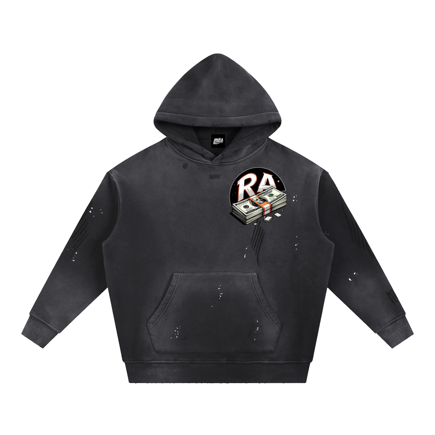 Rich Academy Vintage Washed Frayed Fleece Hoodie